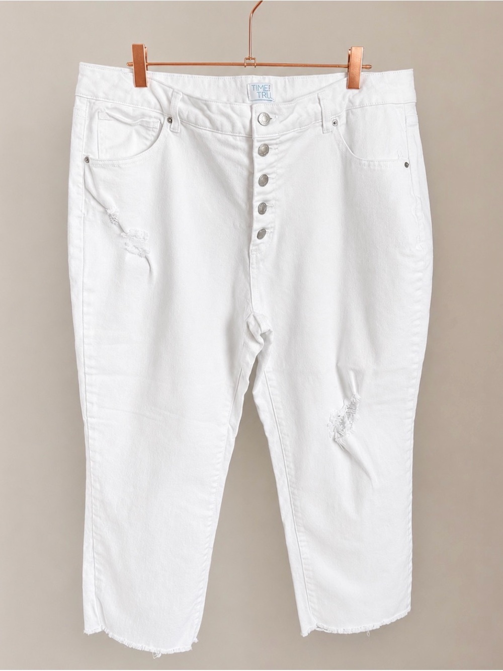 Time and Tru White Cropped Button-Fly Jeans XXL Size 20
